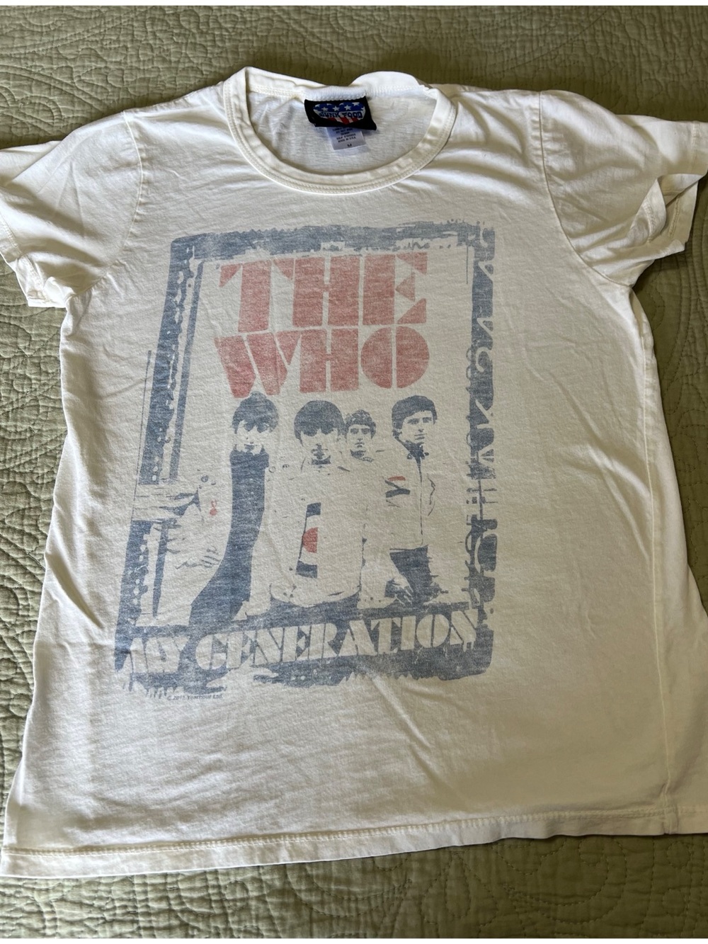 Junk Food The Who Clothing White Tee with Faded Red & Blue Graphic